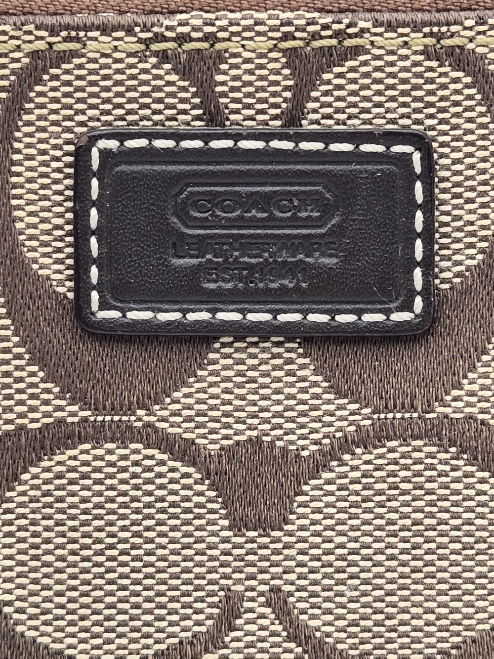 Coach Beige and Brown Signature Canvas Wristlet - Picture 3 of 9